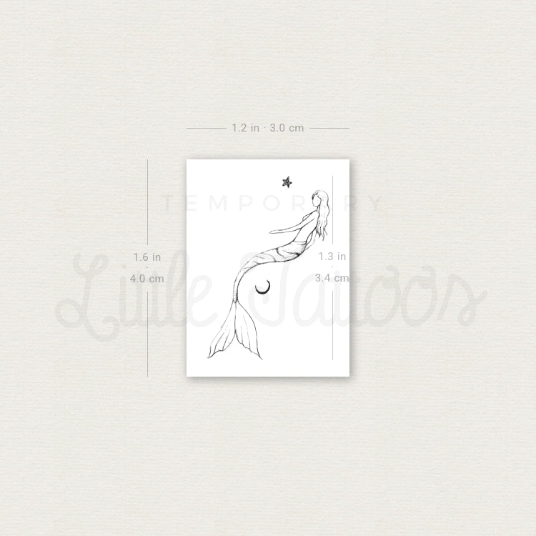 Star Moon Mermaid By Stefano Mazza Temporary Tattoo - Set of 3