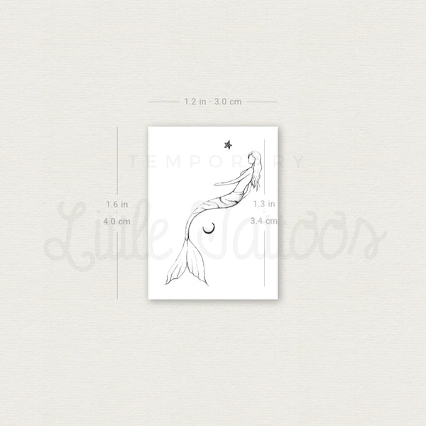Star Moon Mermaid By Stefano Mazza Temporary Tattoo - Set of 3