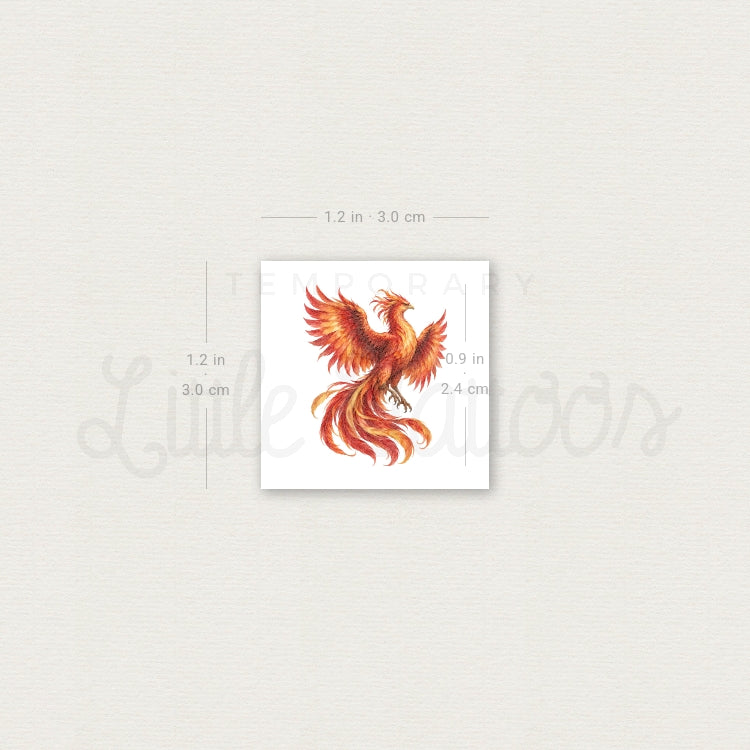 Watercolor Phoenix Temporary Tattoo - Set of 3