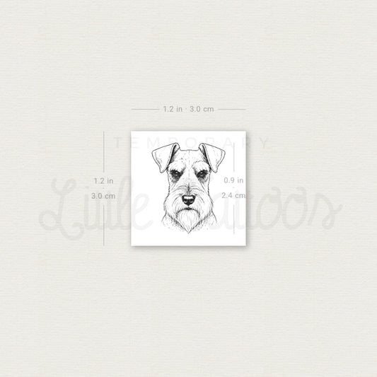 Fine Line Schnauzer Portrait Temporary Tattoo - Set of 3