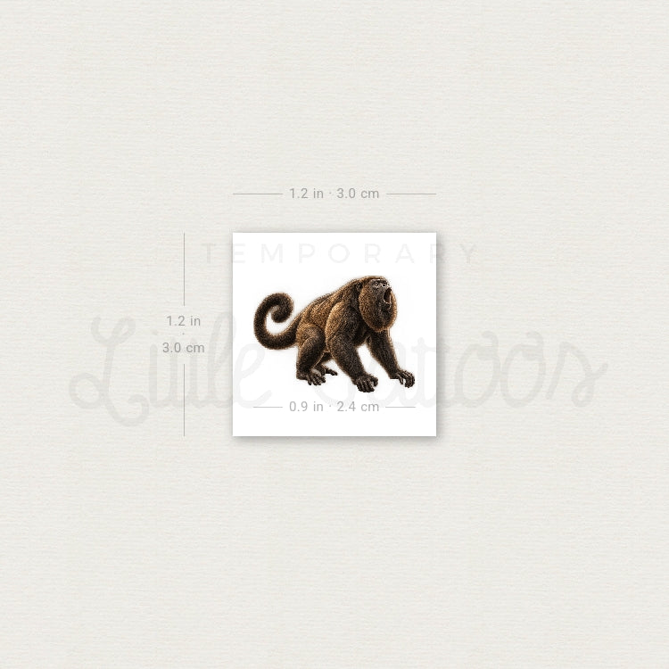 Howler Monkey Temporary Tattoo - Set of 3