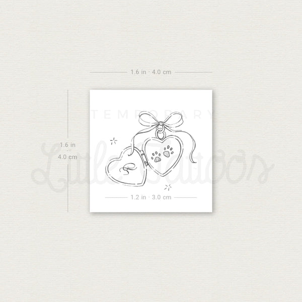 Pet Heart Pendant Temporary Tattoo By Stefano Mazza - Set of 3