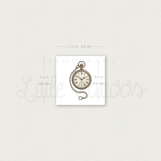 Pocket Watch Temporary Tattoo - Set of 3