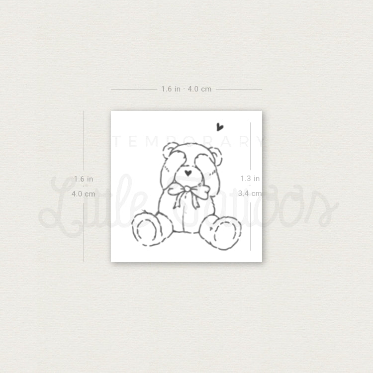 Shy Teddy Bear Temporary Tattoo By Stefano Mazza - Set of 3