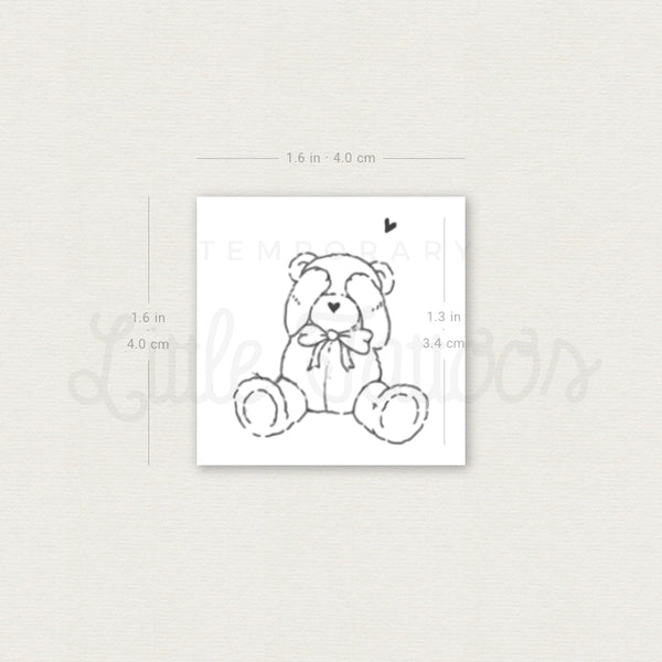 Shy Teddy Bear Temporary Tattoo By Stefano Mazza - Set of 3
