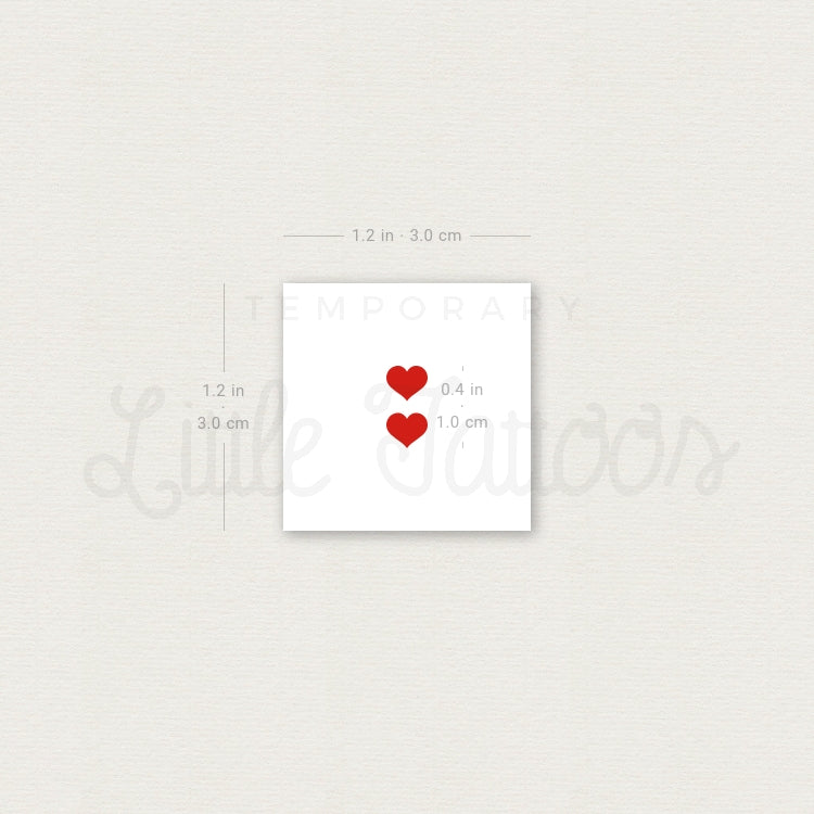 Two Red Hearts Temporary Tattoo - Set of 3