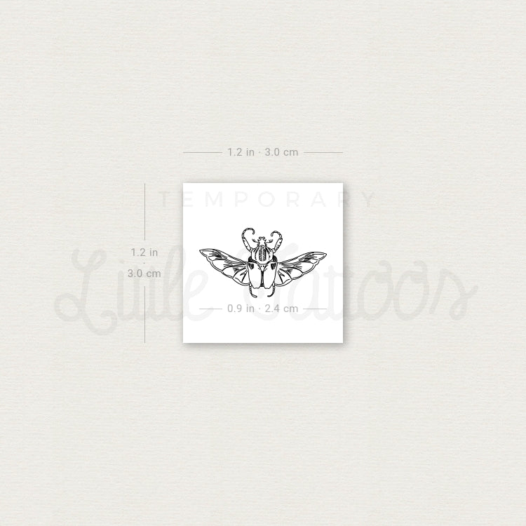Flying Beetle Temporary Tattoo - Set of 3