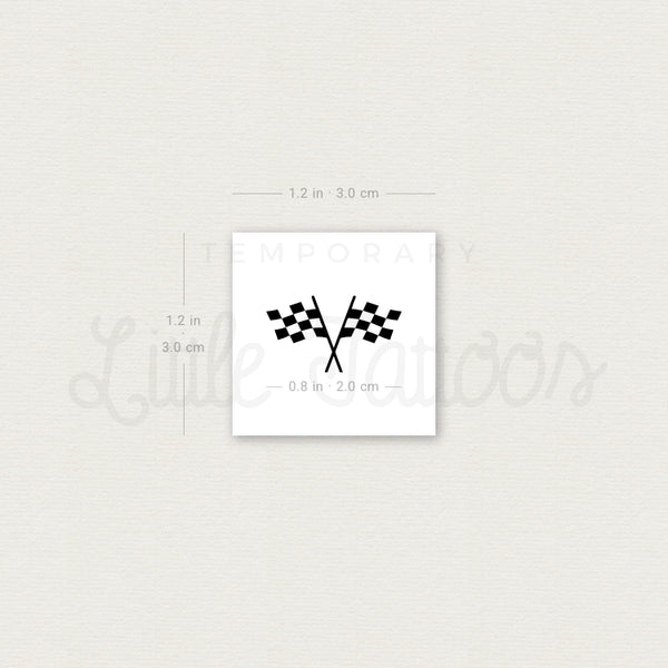 Double Checkered Flag Temporary Tattoo - Set of 3