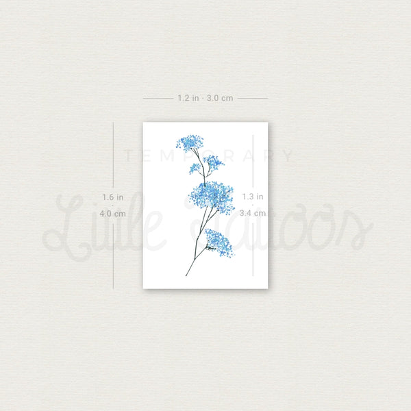 Small Blue Baby's Breath Temporary Tattoo - Set of 3