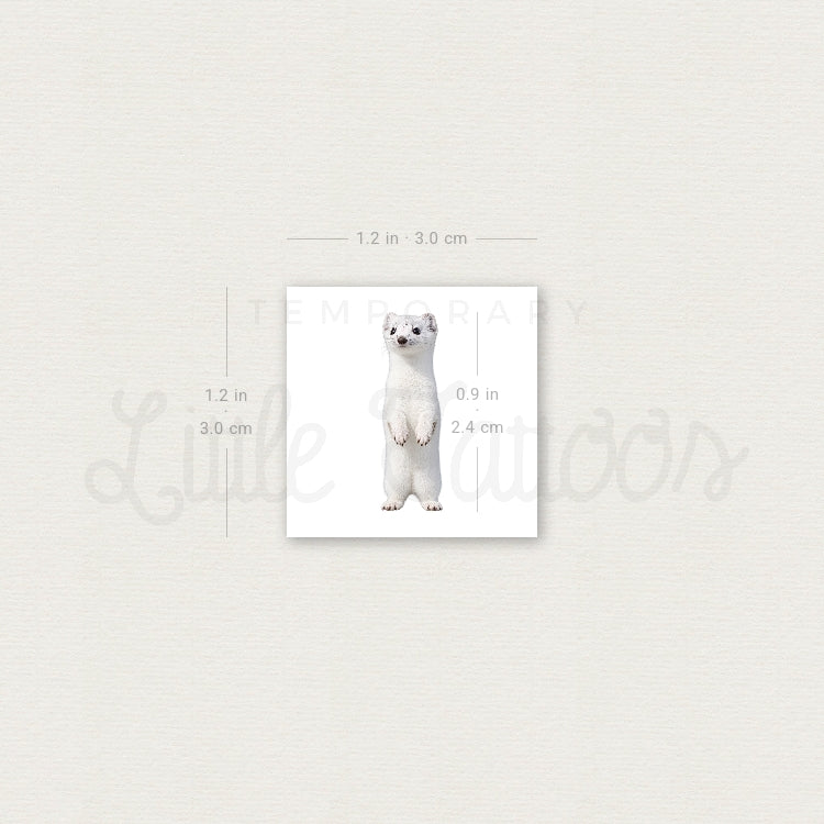 White Stoat Temporary Tattoo - Set of 3