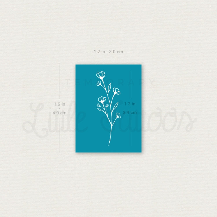 Tatuaje temporal pequeño de gypsophila blanca (juego de 3)