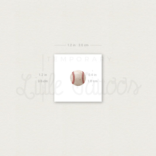Baseball Ball Temporary Tattoo - Set of 3