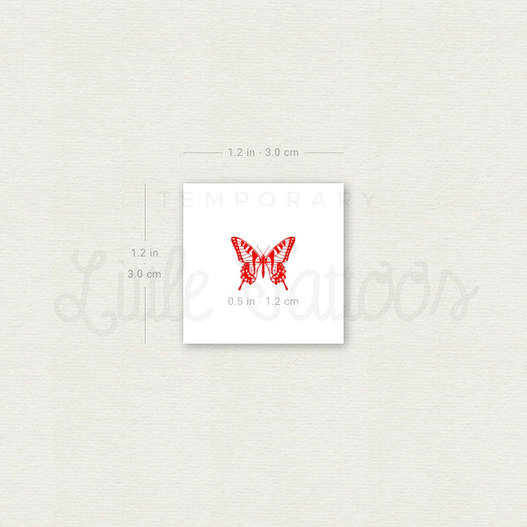 Tiny Red Butterfly Temporary Tattoo - Set of 3