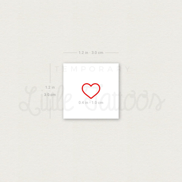 Little Red Heart Outline Temporary Tattoo - Set of 3