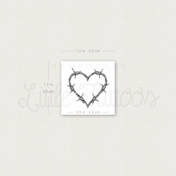 Heart Shaped Barbed Wire Temporary Tattoo - Set of 3