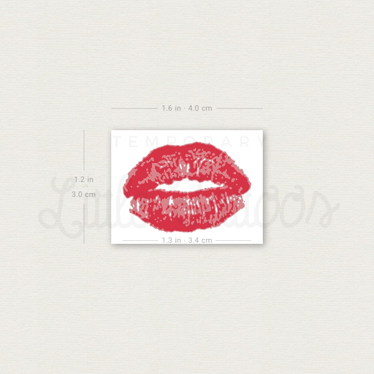 Tatuaje temporal de beso rojo (juego de 3)