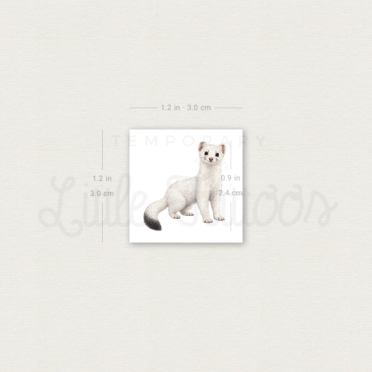 White Weasel Temporary Tattoo - Set of 3