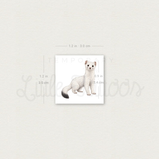 White Weasel Temporary Tattoo - Set of 3