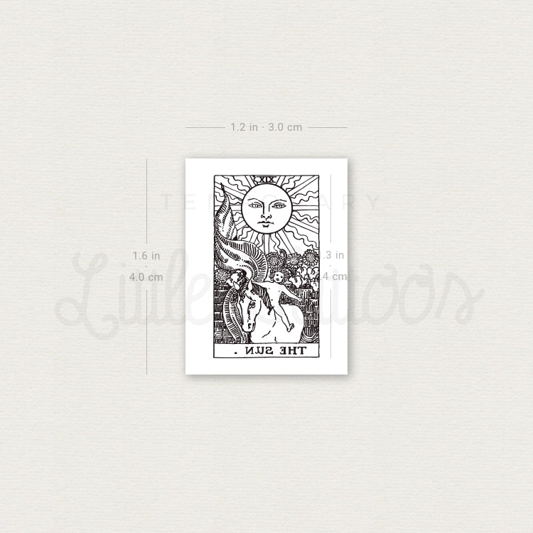 Tatuaje temporal de la carta del Tarot El Sol - Juego de 3