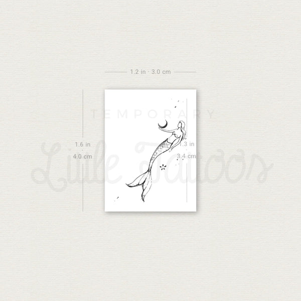 Moon Holding Mermaid By Stefano Mazza Temporary Tattoo - Set of 3