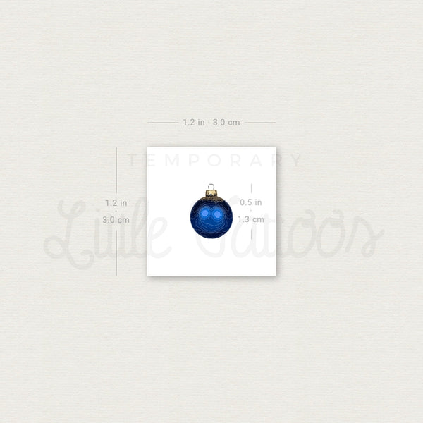 Blue Christmas Bauble Temporary Tattoo - Set of 3