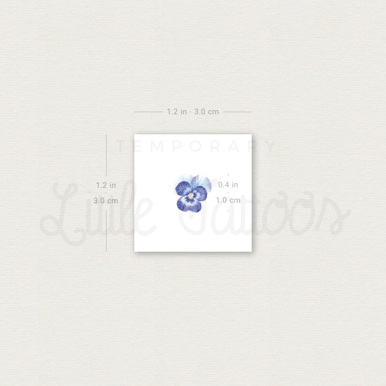 Tiny Blue Pansy Temporary Tattoo - Set of 3