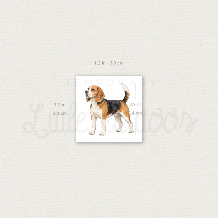 Watercolor Beagle Temporary Tattoo - Set of 3
