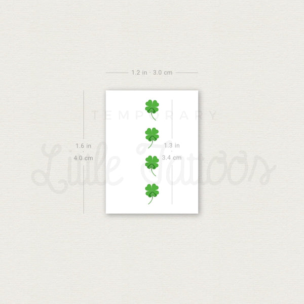 Four Tiny Four Leaf Clovers Temporary Tattoo - Set of 3