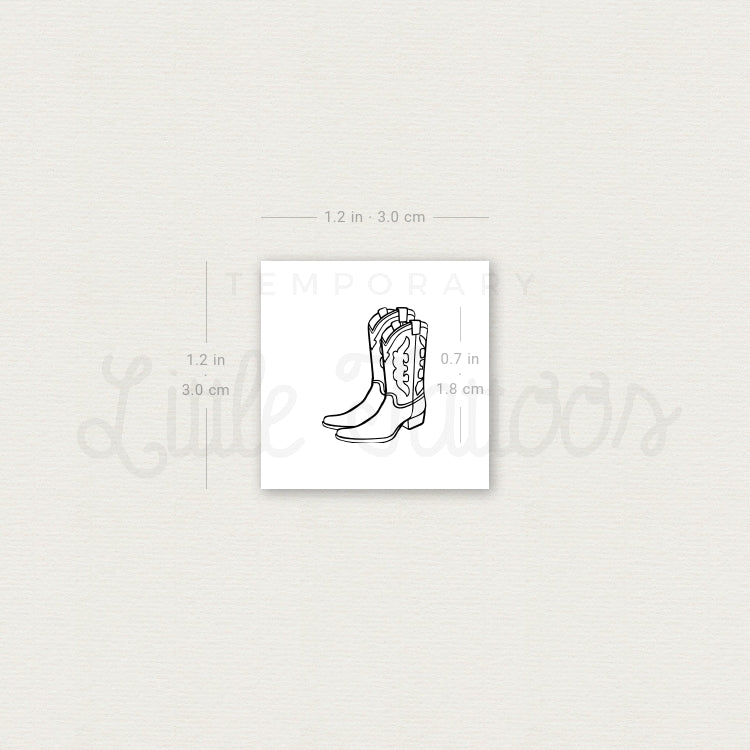 Cowboy Boot Couple Temporary Tattoo - Set of 3