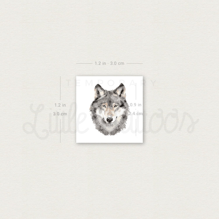 Tatuaje temporal de retrato de lobo - Juego de 3