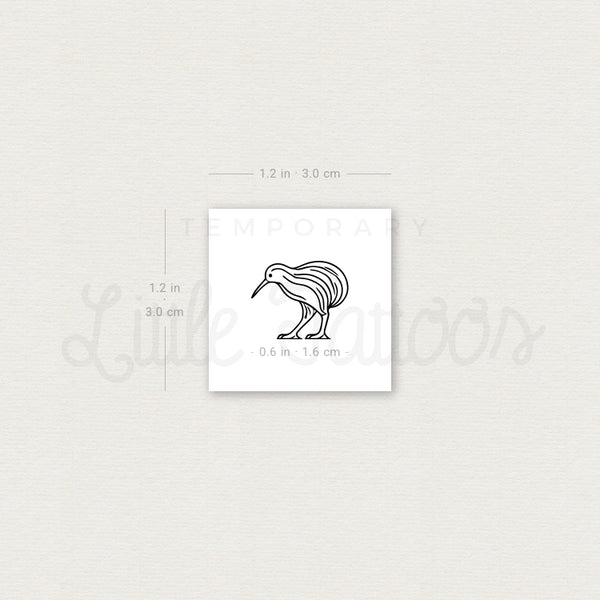 Minimalist Kiwi Bird Temporary Tattoo - Set of 3