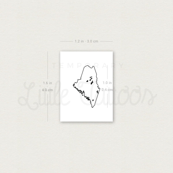 Maine Map Outline Temporary Tattoo - Set of 3