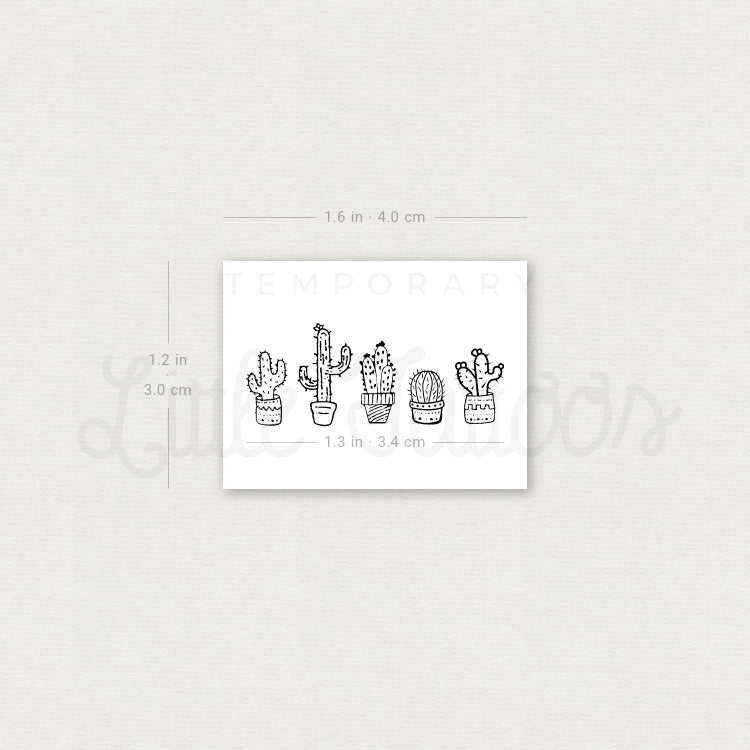 Cactus Family Temporary Tattoo - Set of 3