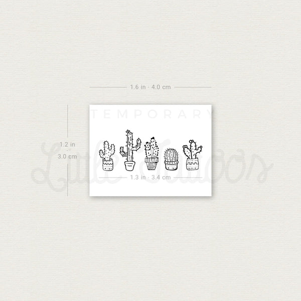 Cactus Family Temporary Tattoo - Set of 3