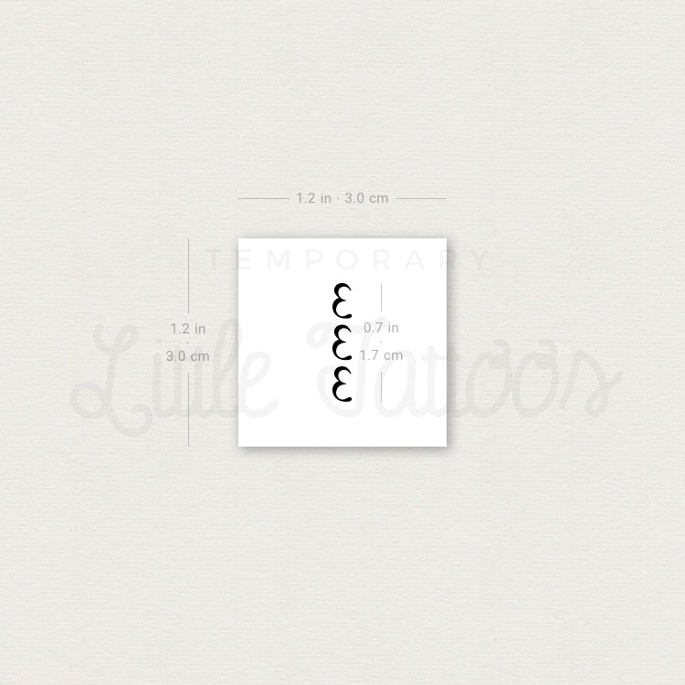 Small 333 Vertical Temporary Tattoo - Set of 3
