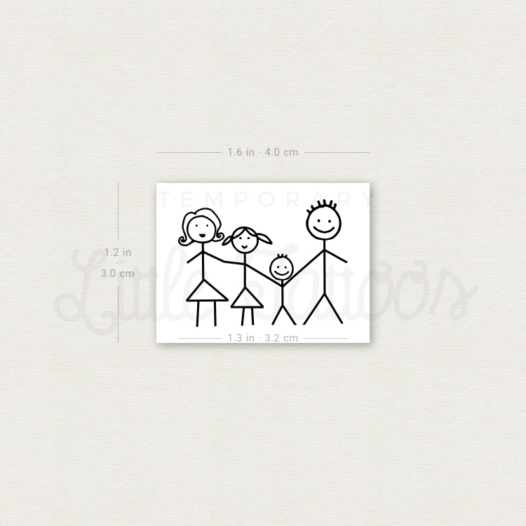Family Drawing Temporary Tattoo - Set of 3