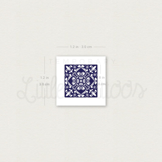 Little Portuguese Tile Temporary Tattoo - Set of 3