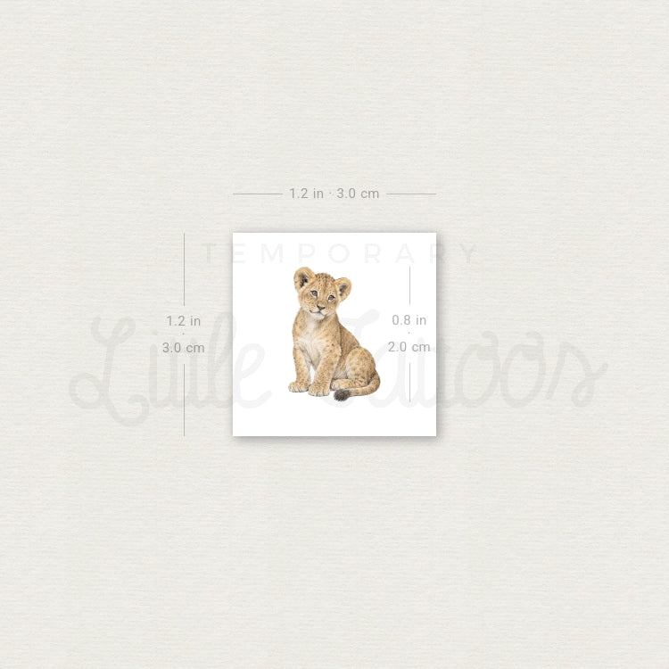 Watercolor Lion Cub Temporary Tattoo - Set of 3