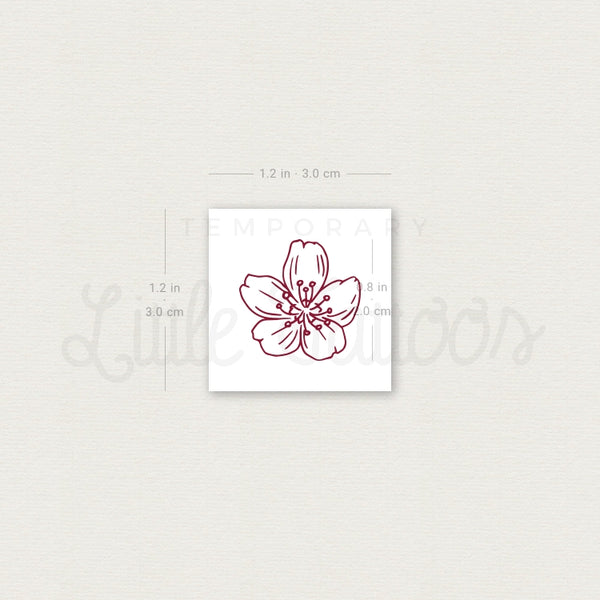 Cherry Blossom Outline Temporary Tattoo - Set of 3