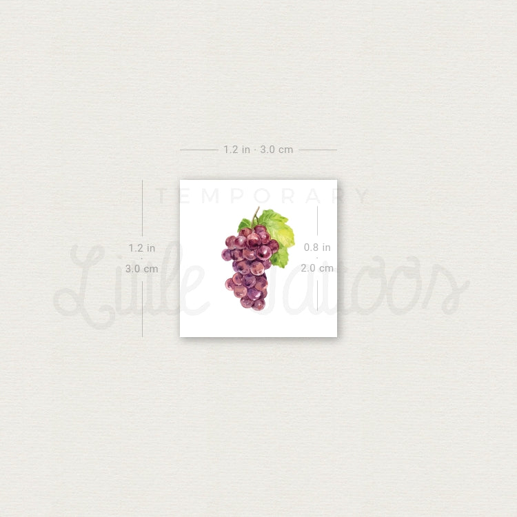 Watercolor Grapes Temporary Tattoo - Set of 3