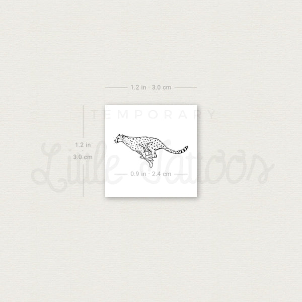 Small Running Cheetah Temporary Tattoo - Set of 3