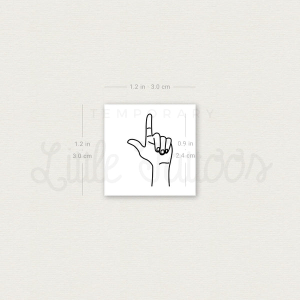 Sign Language L Temporary Tattoo - Set of 3