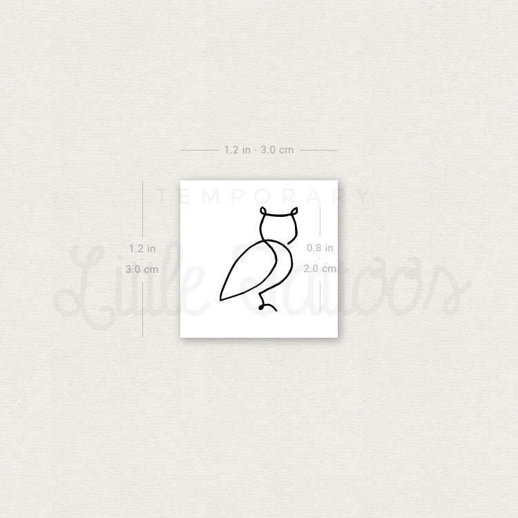 Single Line Owl Temporary Tattoo - Set of 3