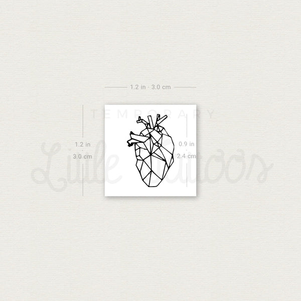 Low Poly Anatomical Heart Temporary Tattoo - Set of 3