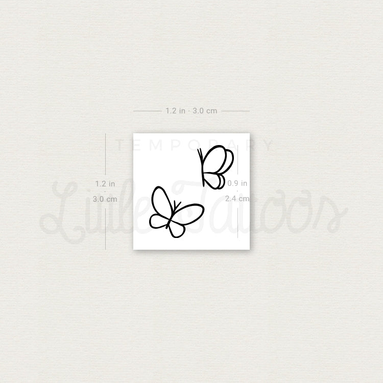 Minimalist Two Butterflies Temporary Tattoo - Set of 3