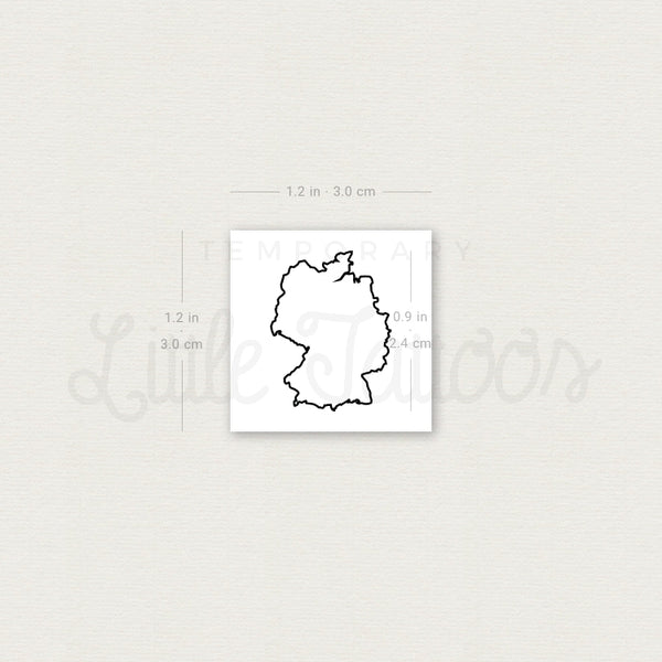 Map Of Germany Outline Temporary Tattoo - Set of 3