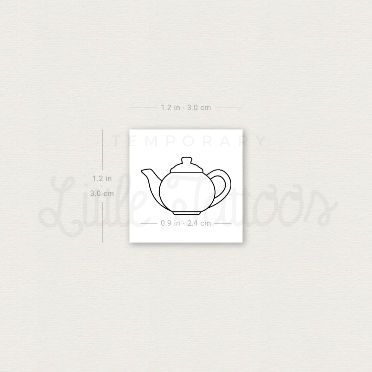 Fine Line Teapot Temporary Tattoo - Set of 3