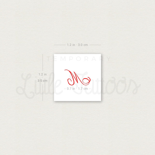 Little Red M Script Temporary Tattoo - Set of 3