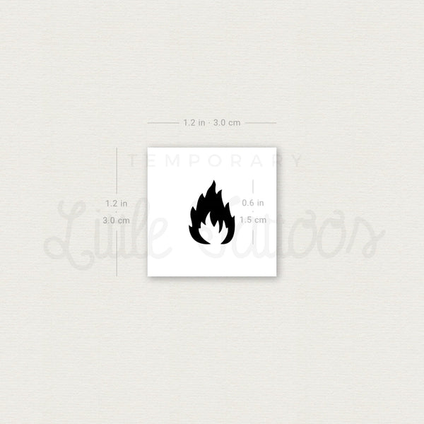Black Fire Flame Temporary Tattoo - Set of 3