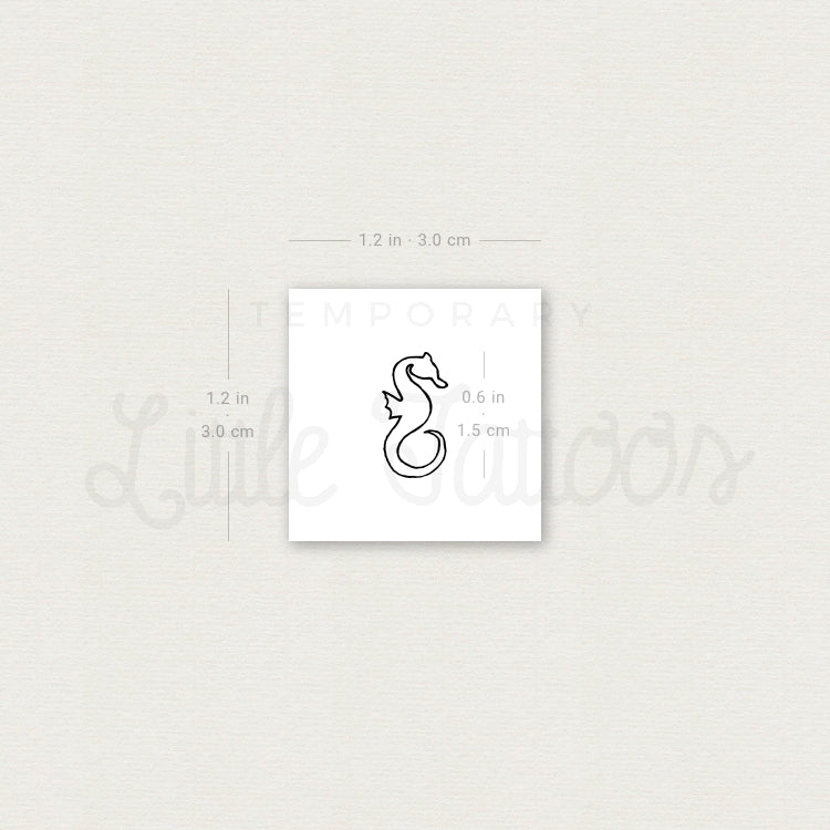 Tatuaje temporal minimalista de caballito de mar (juego de 3)